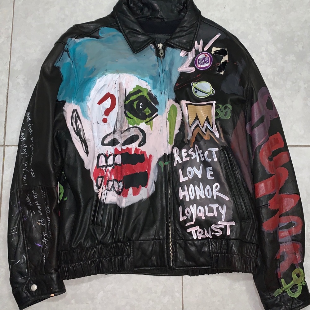 Andrew Marc customized Vintage Leather jacket (Basquiat look)